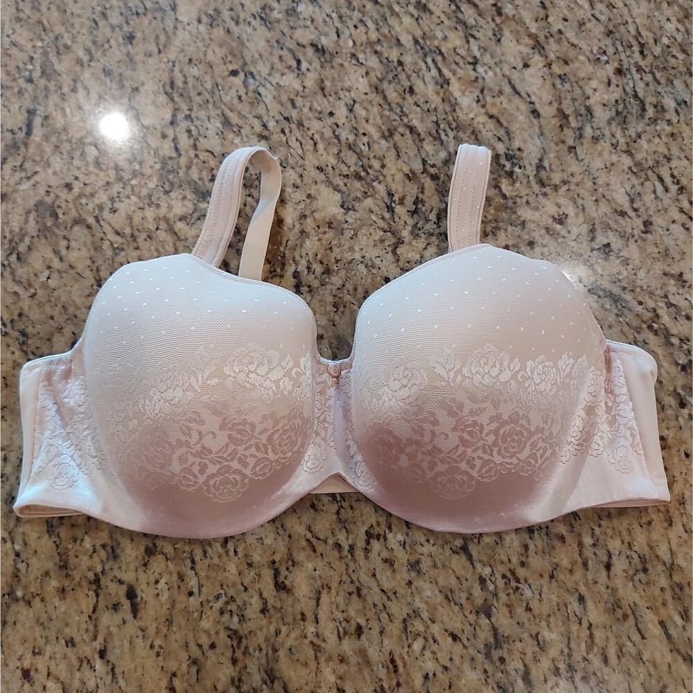 SOMA Stunning Support Balconet Underwire Bra Sz 42DD Sand Lace Pattern Bow NWOT